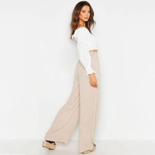 Laden Sie das Bild in den Galerie-Viewer, Ice Silk Wide Leg Damenhose mit hoher Taille