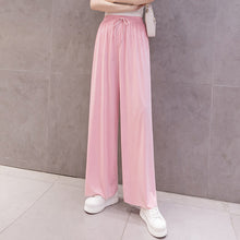 Laden Sie das Bild in den Galerie-Viewer, Ice Silk Wide Leg Damenhose mit hoher Taille