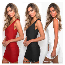 Laden Sie das Bild in den Galerie-Viewer, Sommer Party Kleid Damenmode Backless Sexy Spaghetti Strap Bodycon Kleider Elegante Rot Weiß Schwarz Strandkleid