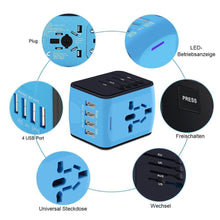 Laden Sie das Bild in den Galerie-Viewer, Bequee Universal World Plug Reiseadapter, blau