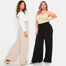 Laden Sie das Bild in den Galerie-Viewer, Ice Silk Wide Leg Damenhose mit hoher Taille