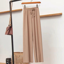 Laden Sie das Bild in den Galerie-Viewer, Ice Silk Wide Leg Damenhose mit hoher Taille