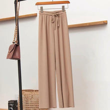 Laden Sie das Bild in den Galerie-Viewer, Ice Silk Wide Leg Damenhose mit hoher Taille