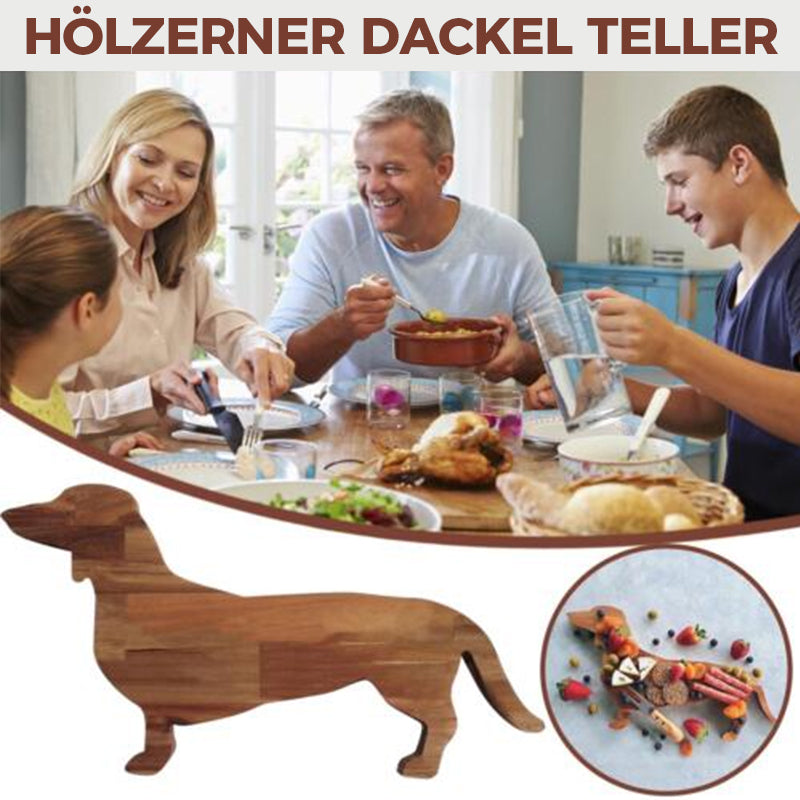 Hölzerner Dackel Speiseteller