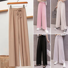 Laden Sie das Bild in den Galerie-Viewer, Ice Silk Wide Leg Damenhose mit hoher Taille